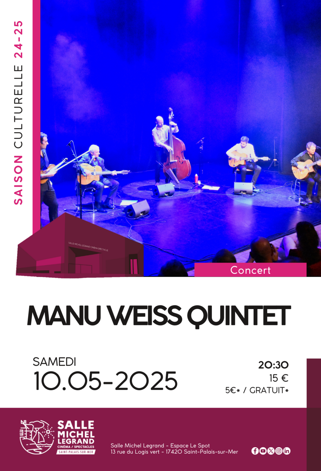 Concert Manu Weiss Quintet - Salle Michel Legrand
